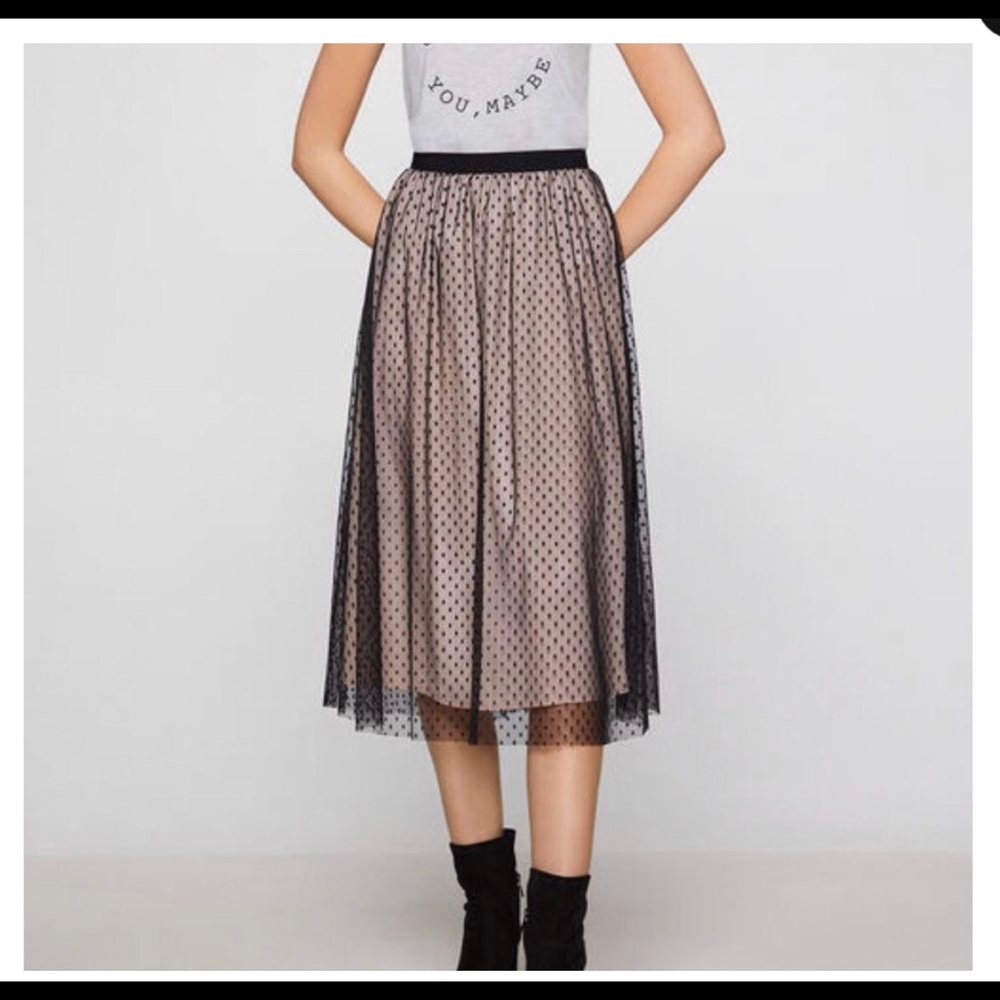 BCBGeneration Black Polka Dora Tulle Skirt- new with tags size Small